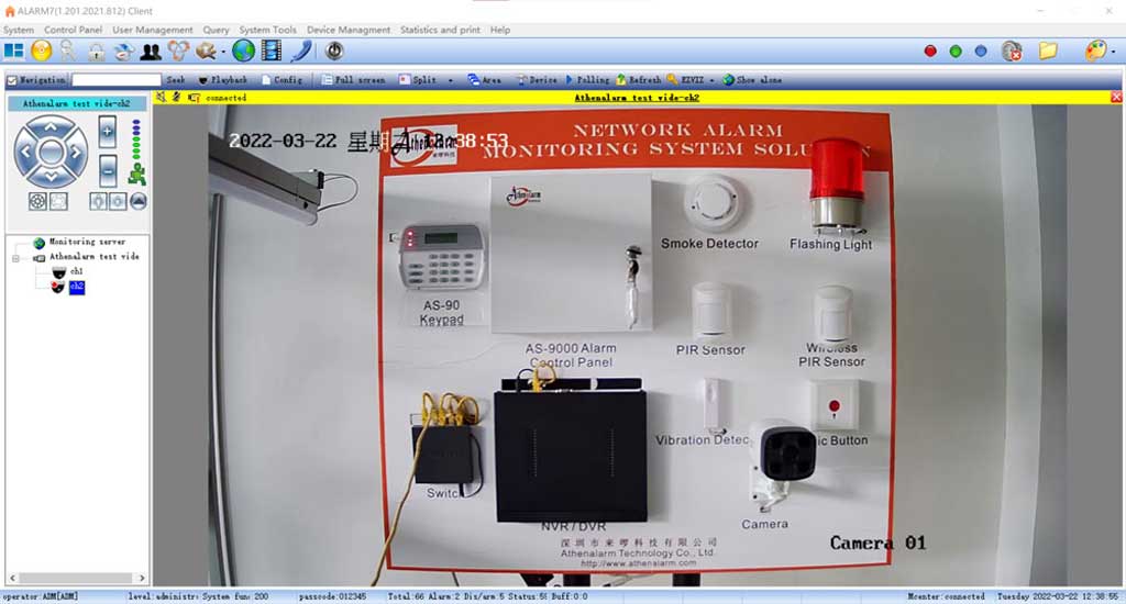 Network Alarm Monitoring System Application 2 Network alarm monitoring system providing real-time intruder verification through automatic CCTV video display and recording after an alarm event